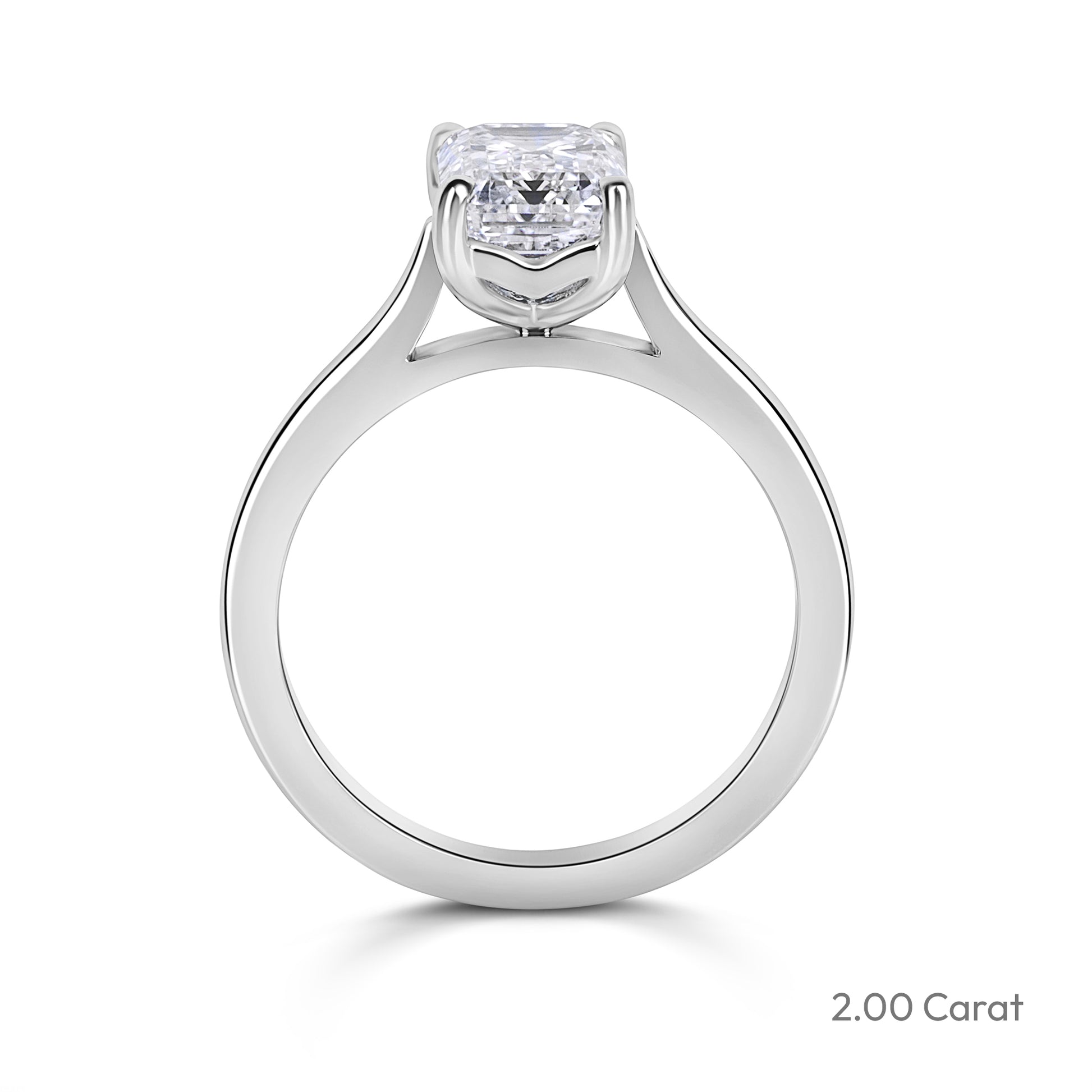 Platinum Emerald Cut Lab Grown Diamond Solitaire Engagement Ring
