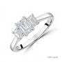 Platinum Emerald Cut Lab Grown Diamond Three Stone Engagement Ring