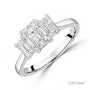 Platinum Emerald Cut Lab Grown Diamond Three Stone Engagement Ring
