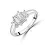 Platinum Emerald Cut Three Stone Diamond Pre-Owned Ring
