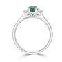 Platinum Emerald Diamond Three Stone Dress Ring