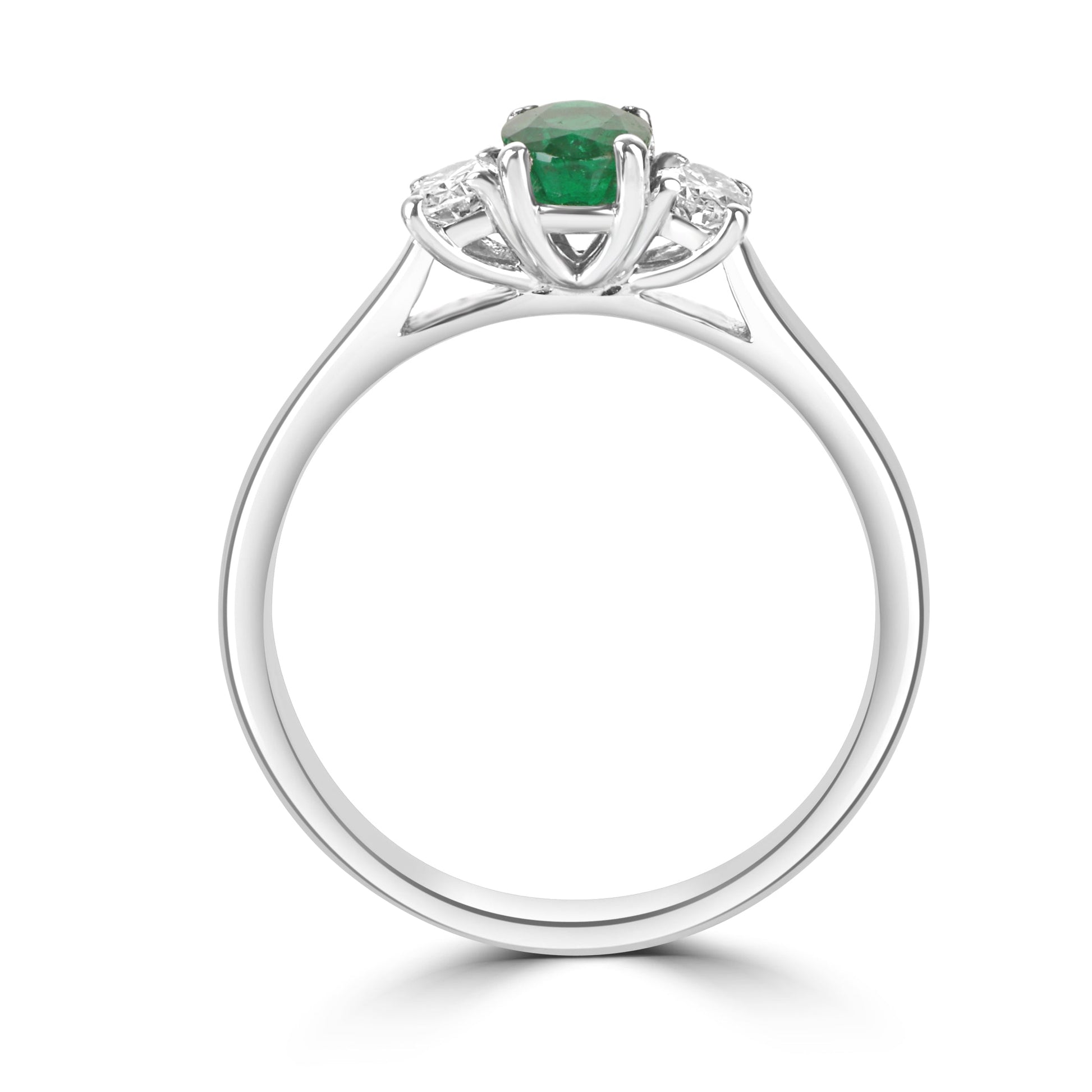 Platinum Emerald Diamond Three Stone Dress Ring