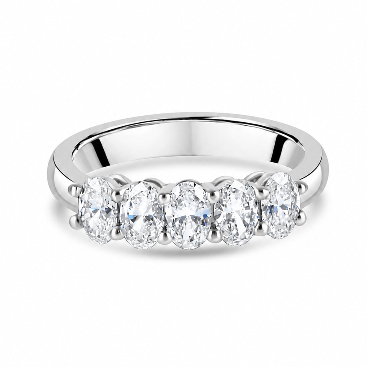Platinum Five Stone Oval Diamond Dress Ring