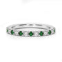 Platinum Half Eternity Ring Set With Emeralds and Diamonds