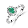 Platinum Oval Cut 6x4mm Zambian Emerald with Diamond Halo
