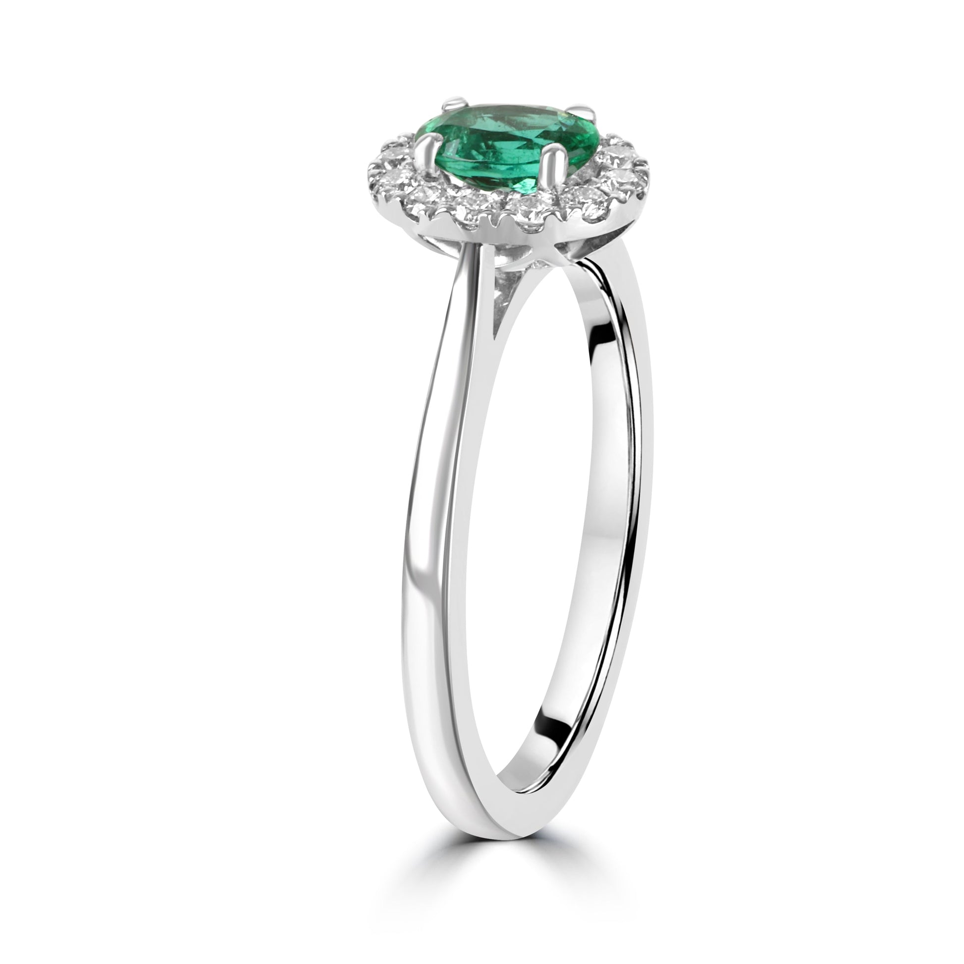 Platinum Oval Cut 6x4mm Zambian Emerald with Diamond Halo