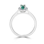 Platinum Oval Cut 6x4mm Zambian Emerald with Diamond Halo