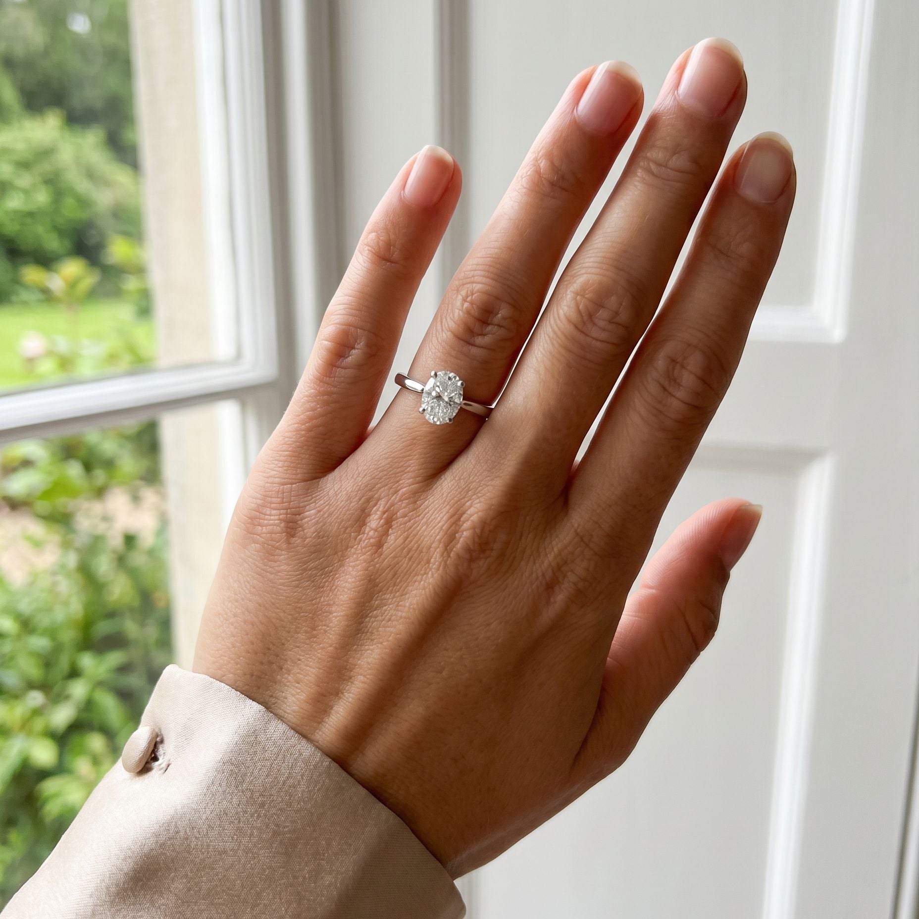Platinum Oval Cut Lab Grown Diamond Solitaire Engagement Ring