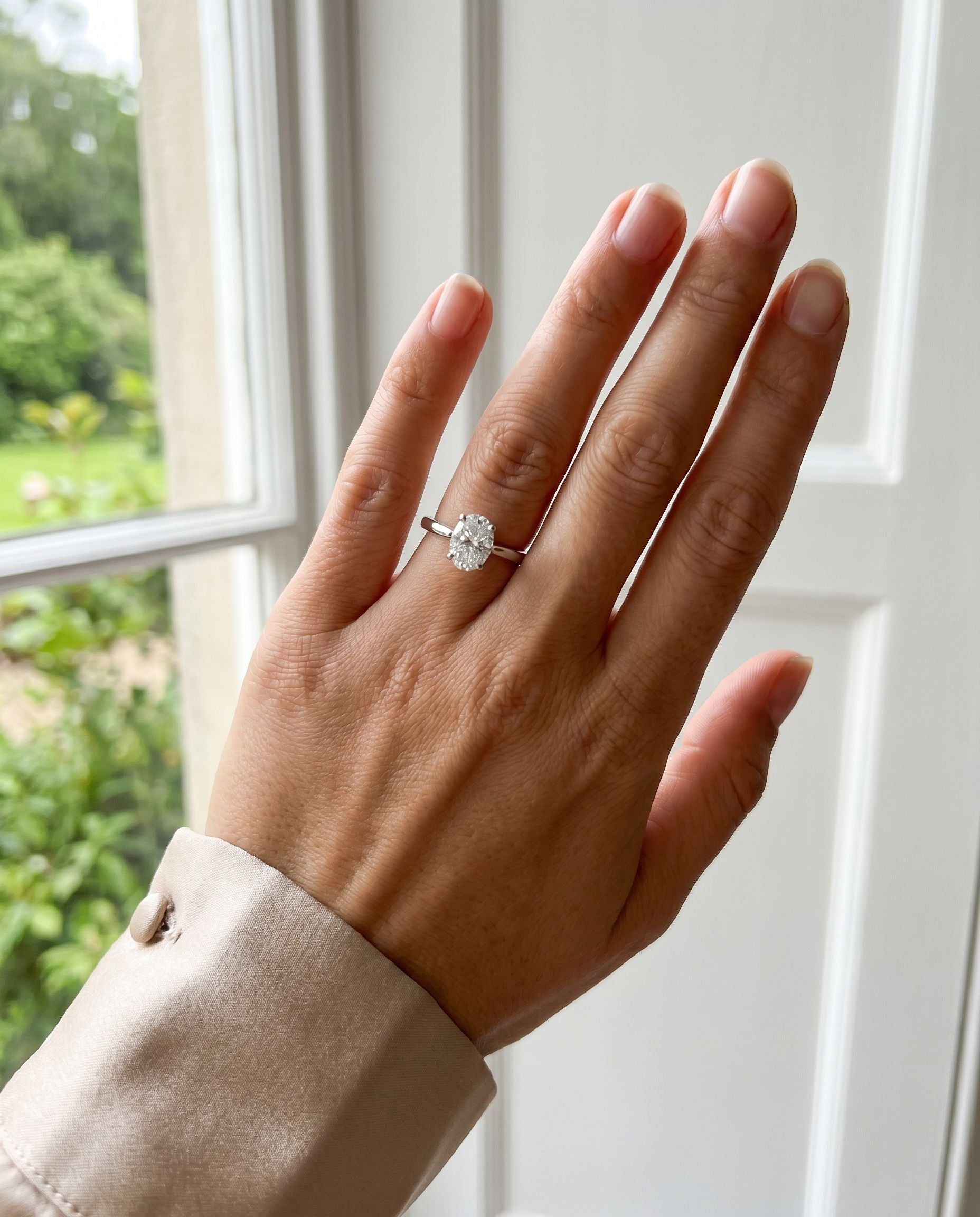 Platinum Oval Cut Lab Grown Diamond Solitaire Engagement Ring