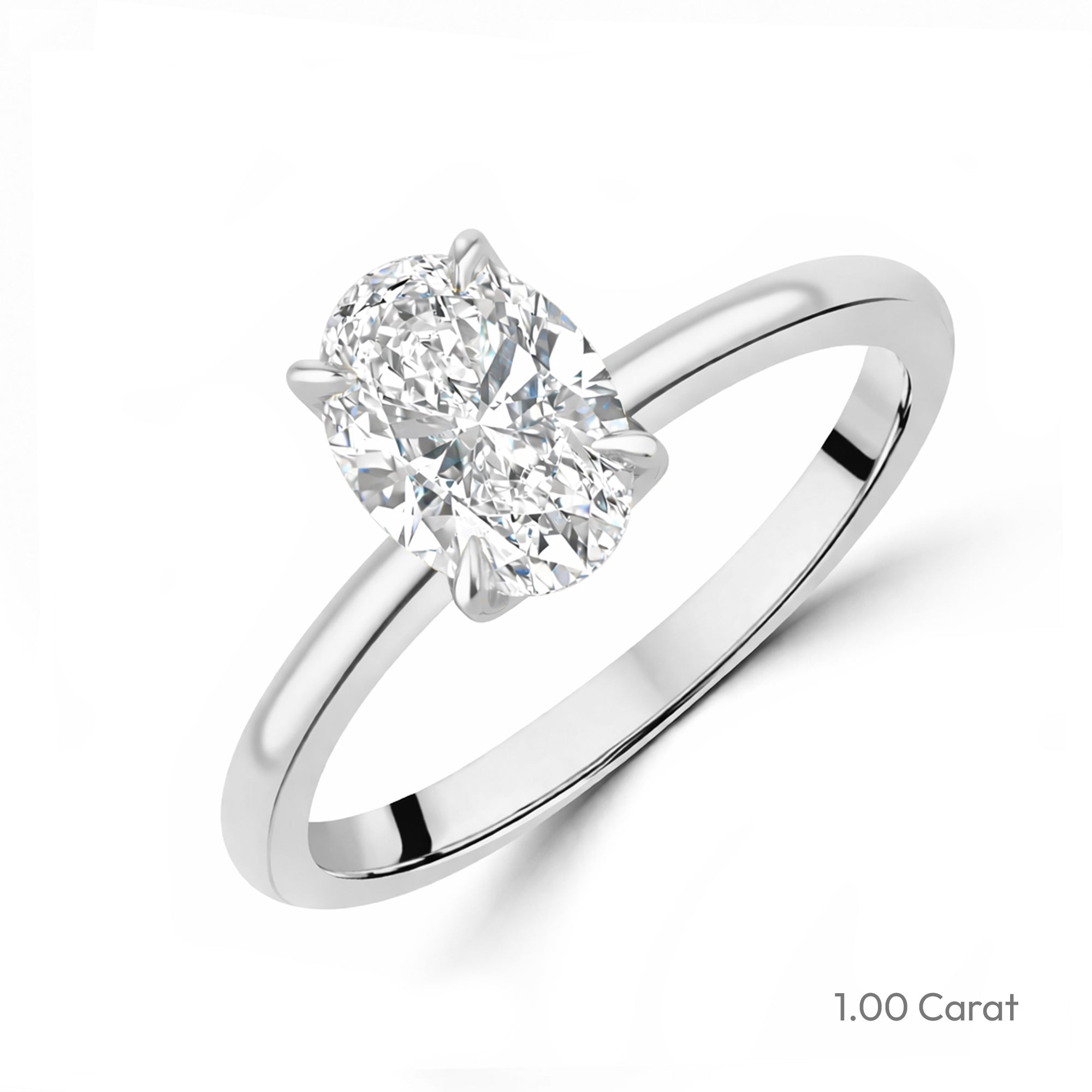 Platinum Oval Cut Natural Diamond Talon Claw Solitaire Engagement Ring