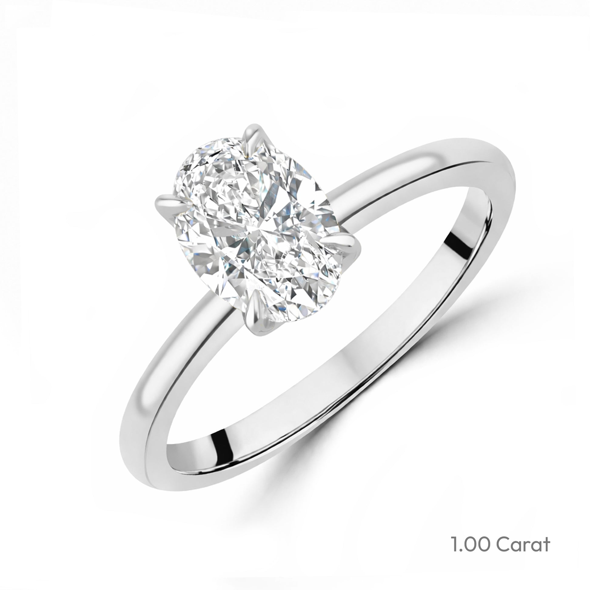 Platinum Oval Cut Natural Diamond Talon Claw Solitaire Engagement Ring