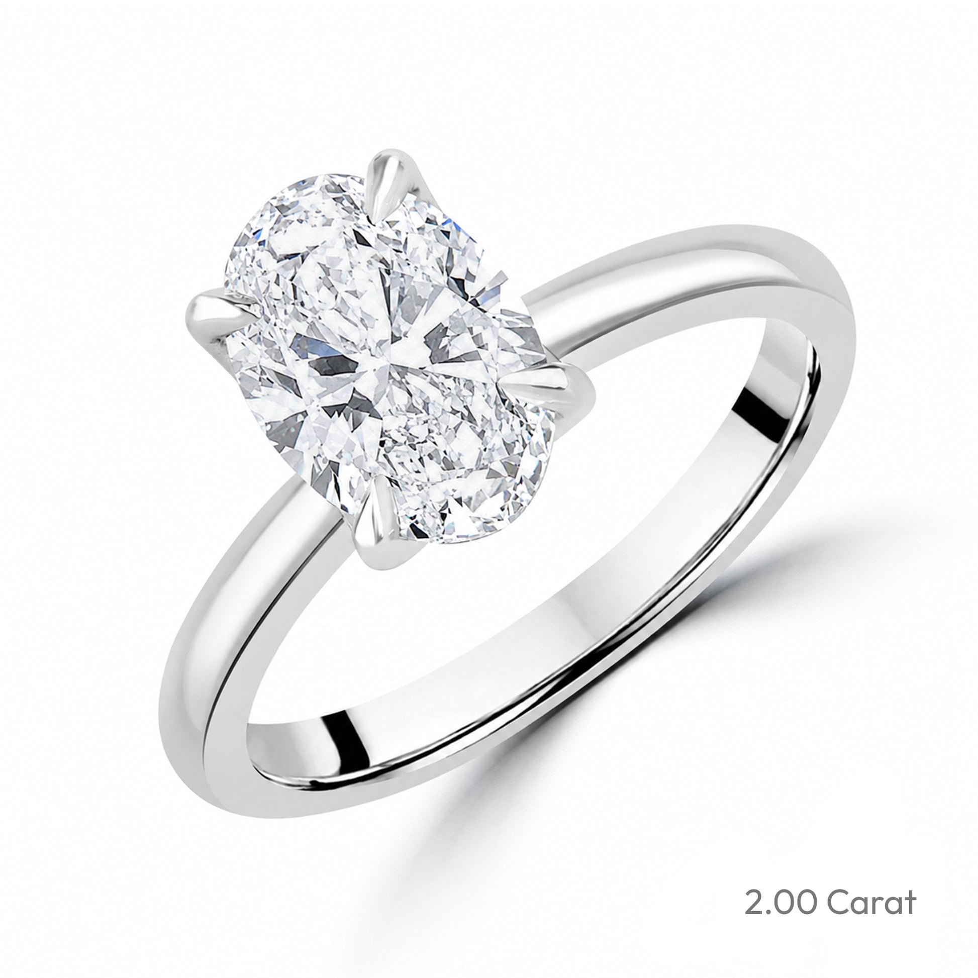 Platinum Oval Cut Natural Diamond Talon Claw Solitaire Engagement Ring