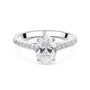 Platinum Oval Natural Diamond Four Claw Engagement Ring With Diamond Shoulders
