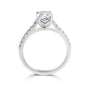 Platinum Oval Natural Diamond Four Claw Engagement Ring With Diamond Shoulders