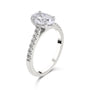 Platinum Oval Natural Diamond Four Claw Engagement Ring With Diamond Shoulders