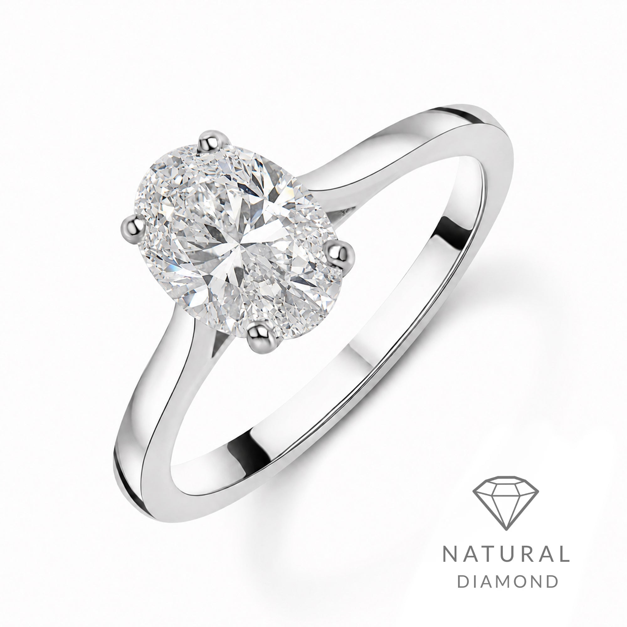 Platinum Oval Natural Diamond Solitaire Engagement Ring