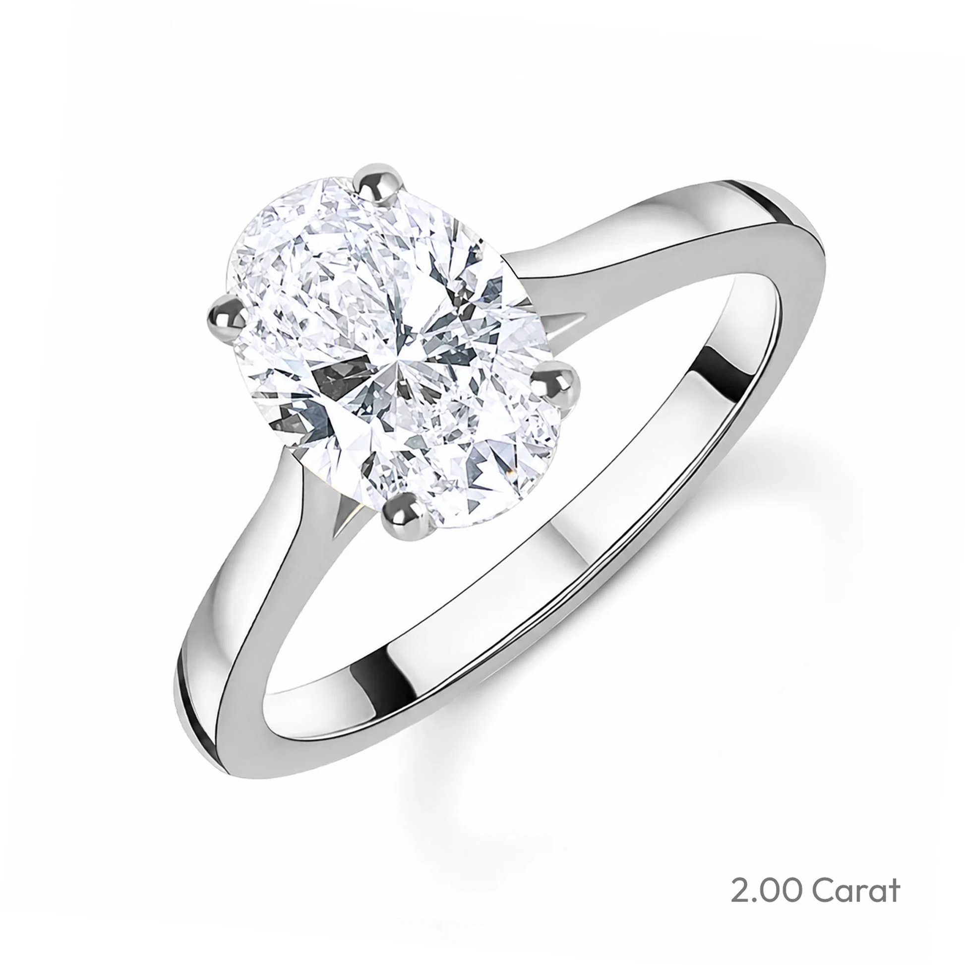 Platinum Oval Natural Diamond Solitaire Engagement Ring