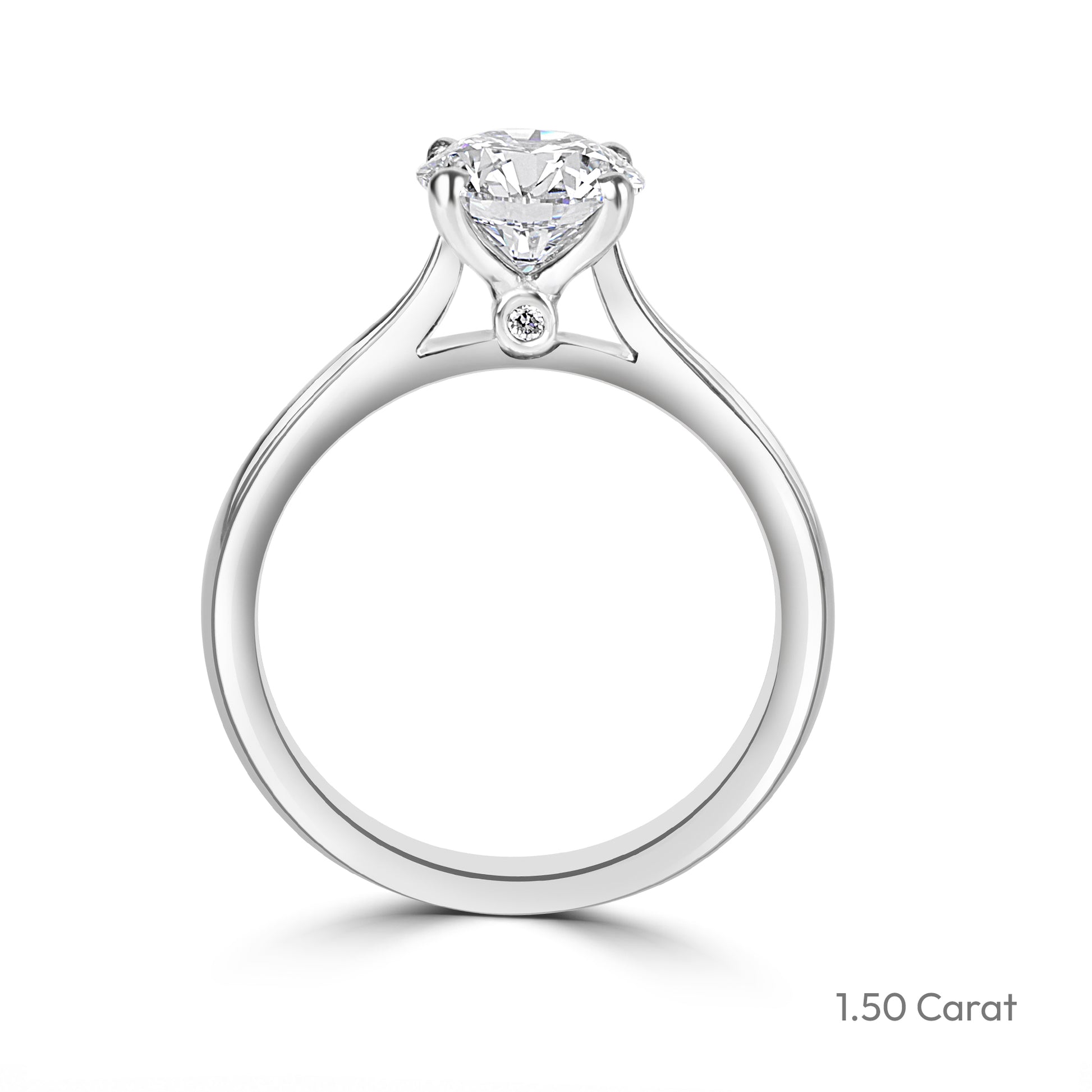Platinum Round Brilliant Cut Lab Grown Diamond High Set Solitaire Engagement Ring