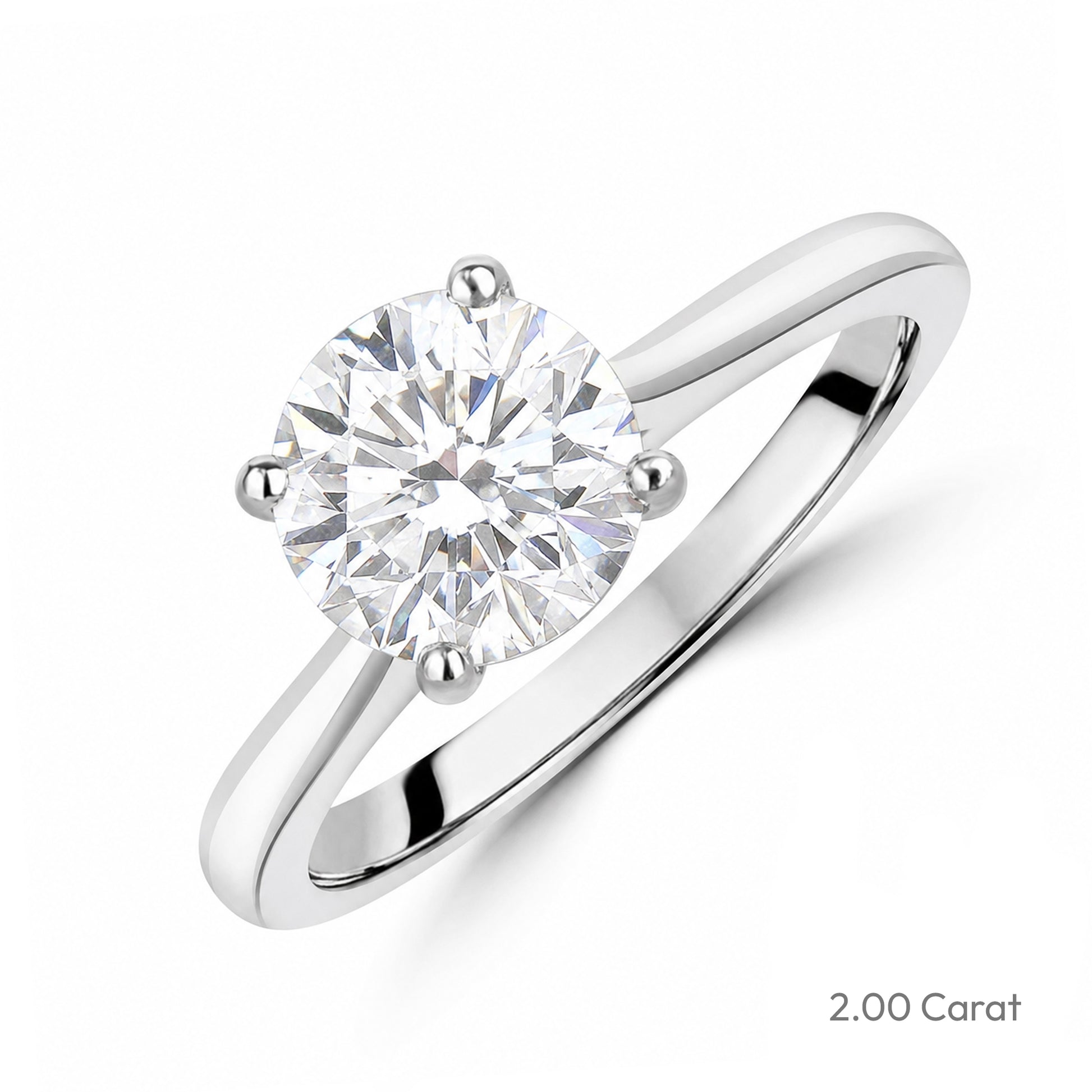 Platinum Round Brilliant Cut Lab Grown Diamond High Set Solitaire Engagement Ring