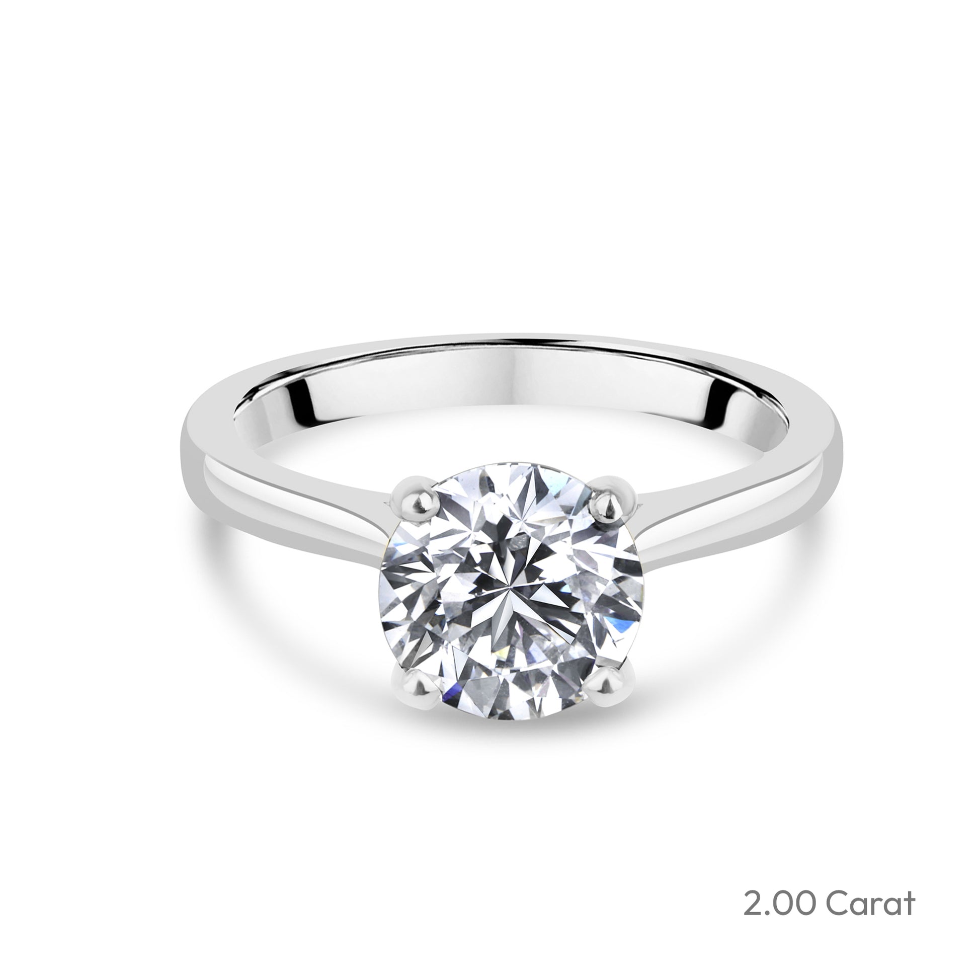 Platinum Round Brilliant Cut Lab Grown Diamond High Set Solitaire Engagement Ring