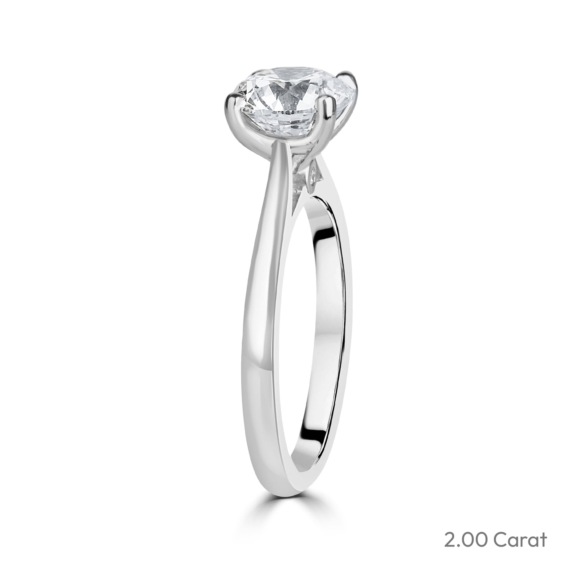 Platinum Round Brilliant Cut Lab Grown Diamond High Set Solitaire Engagement Ring