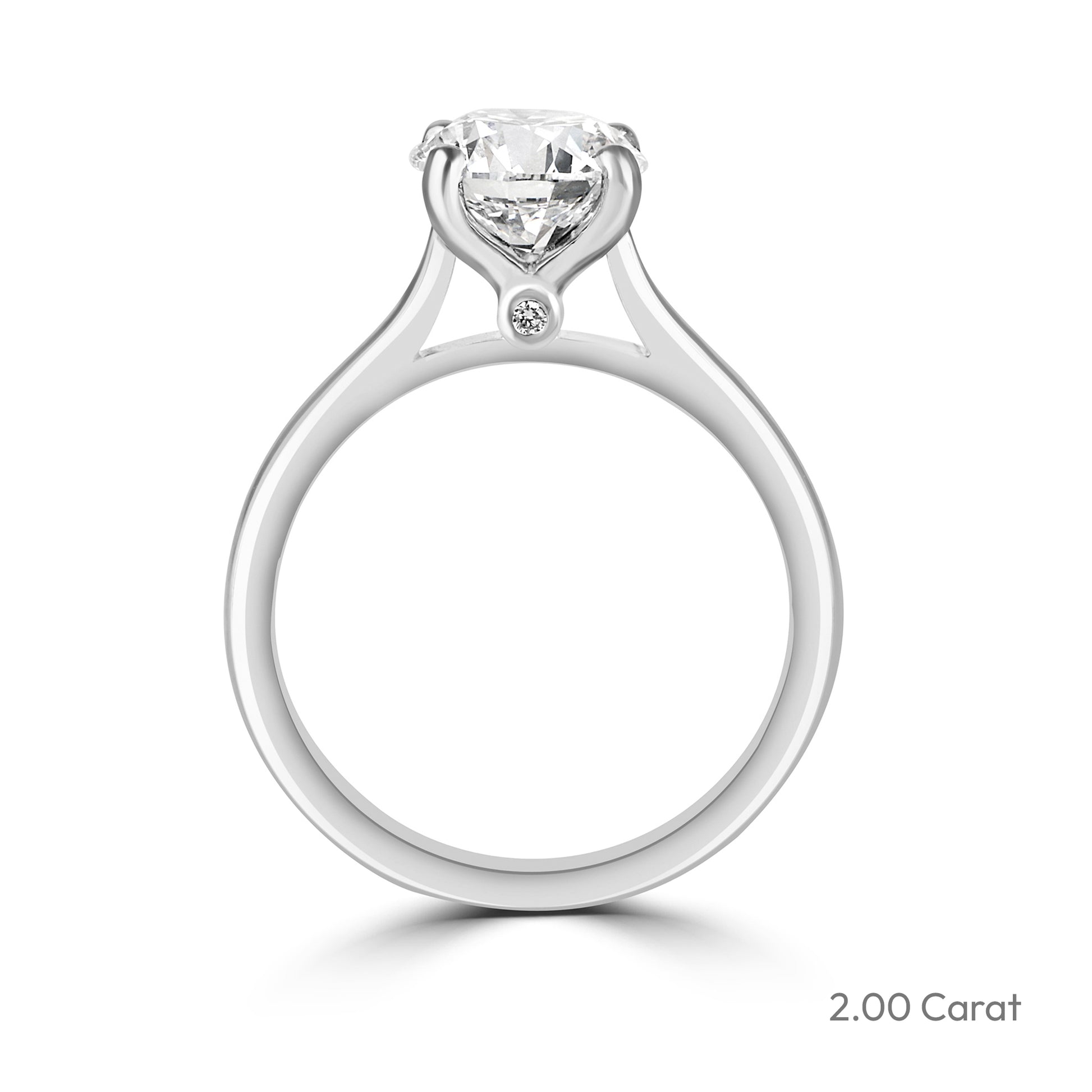 Platinum Round Brilliant Cut Lab Grown Diamond High Set Solitaire Engagement Ring