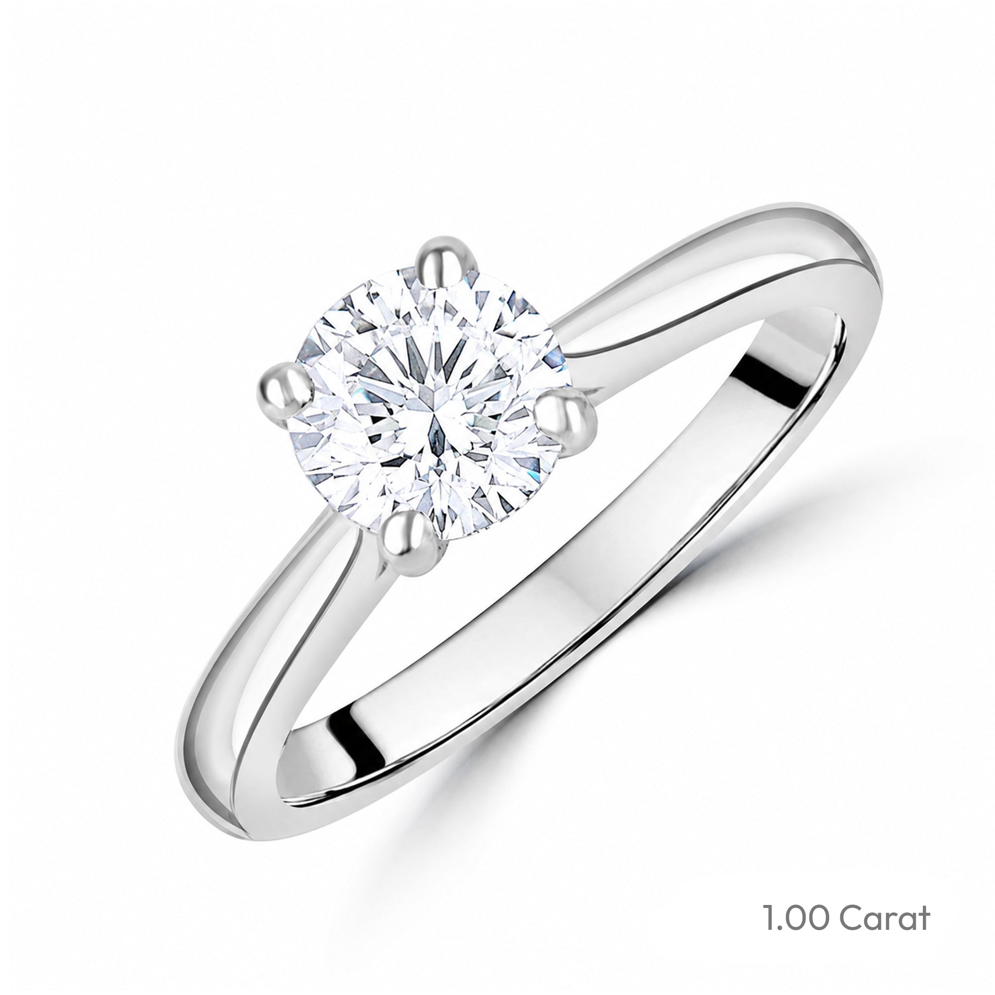 Platinum Round Brilliant Cut Lab Grown Diamond High Set Solitaire Engagement Ring