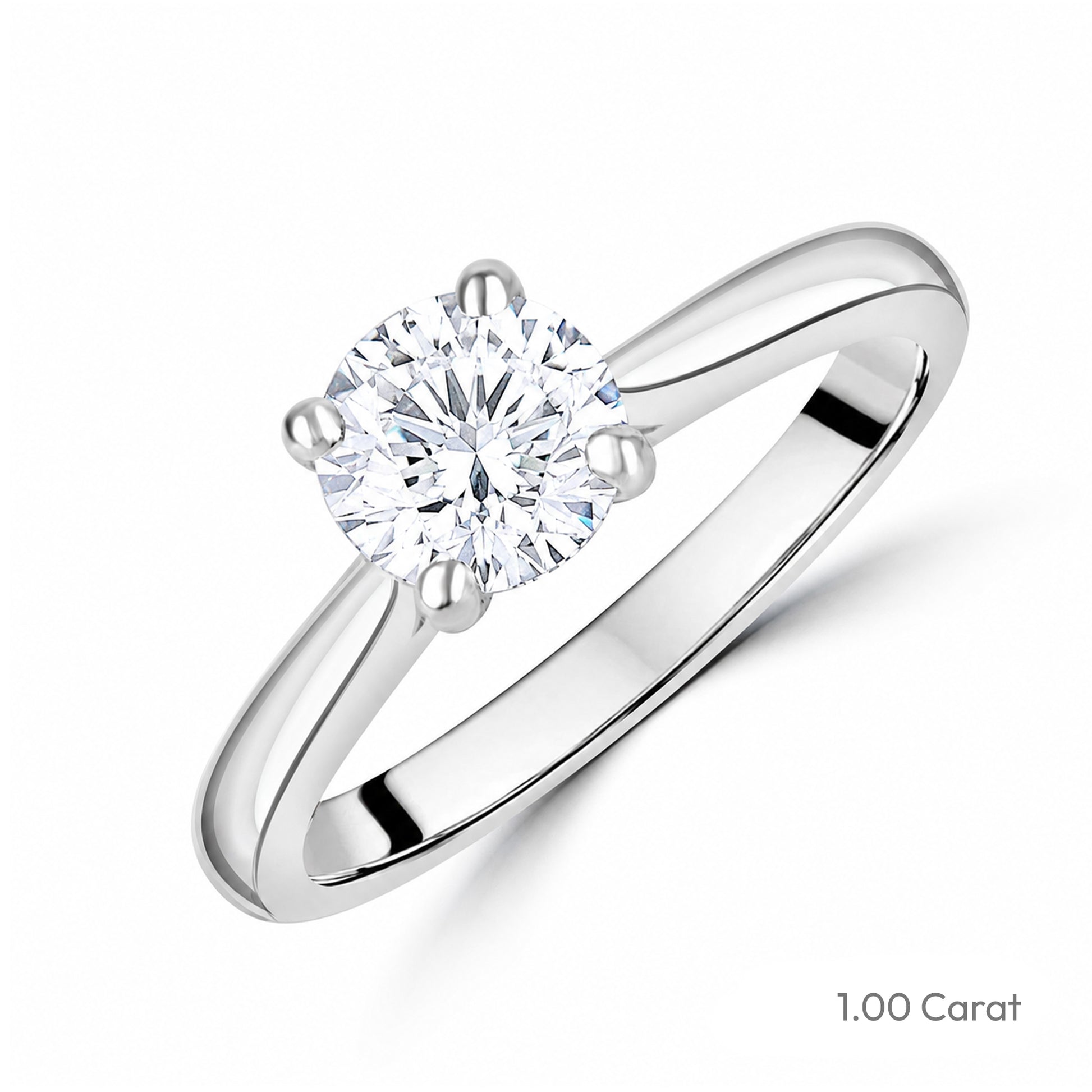 Platinum Round Brilliant Cut Lab Grown Diamond High Set Solitaire Engagement Ring
