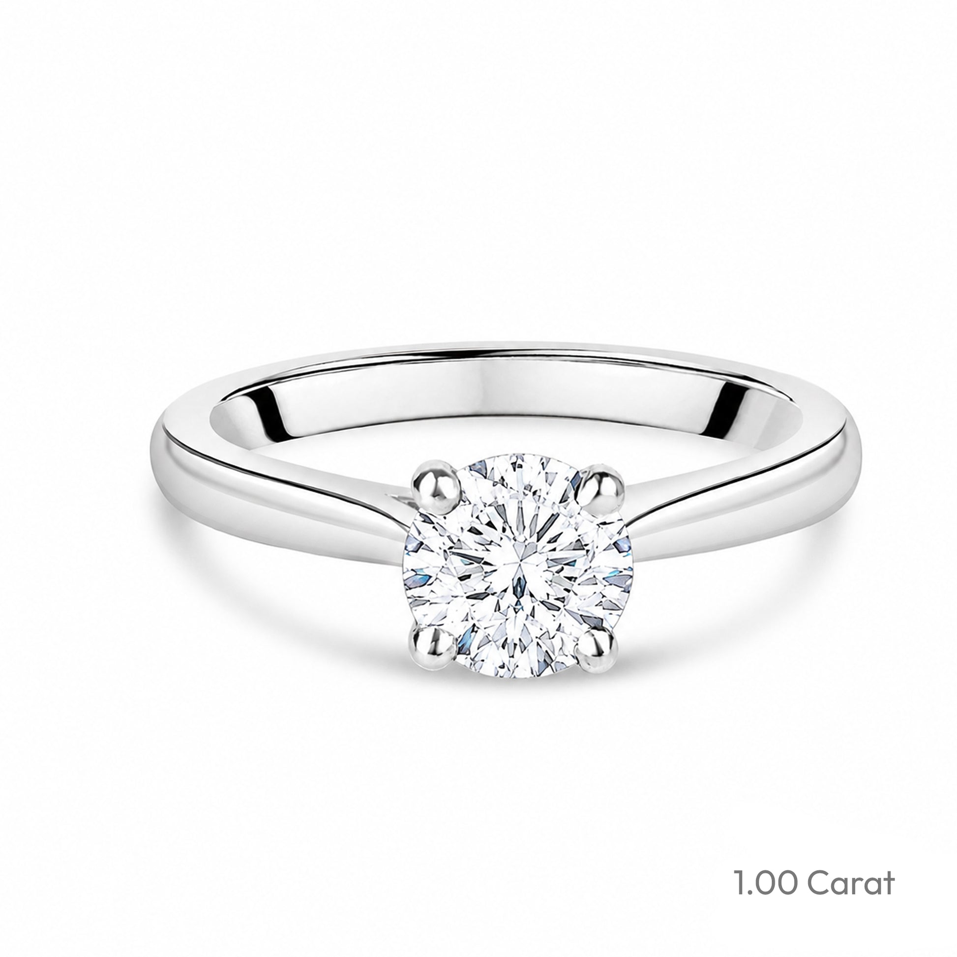 Platinum Round Brilliant Cut Lab Grown Diamond High Set Solitaire Engagement Ring