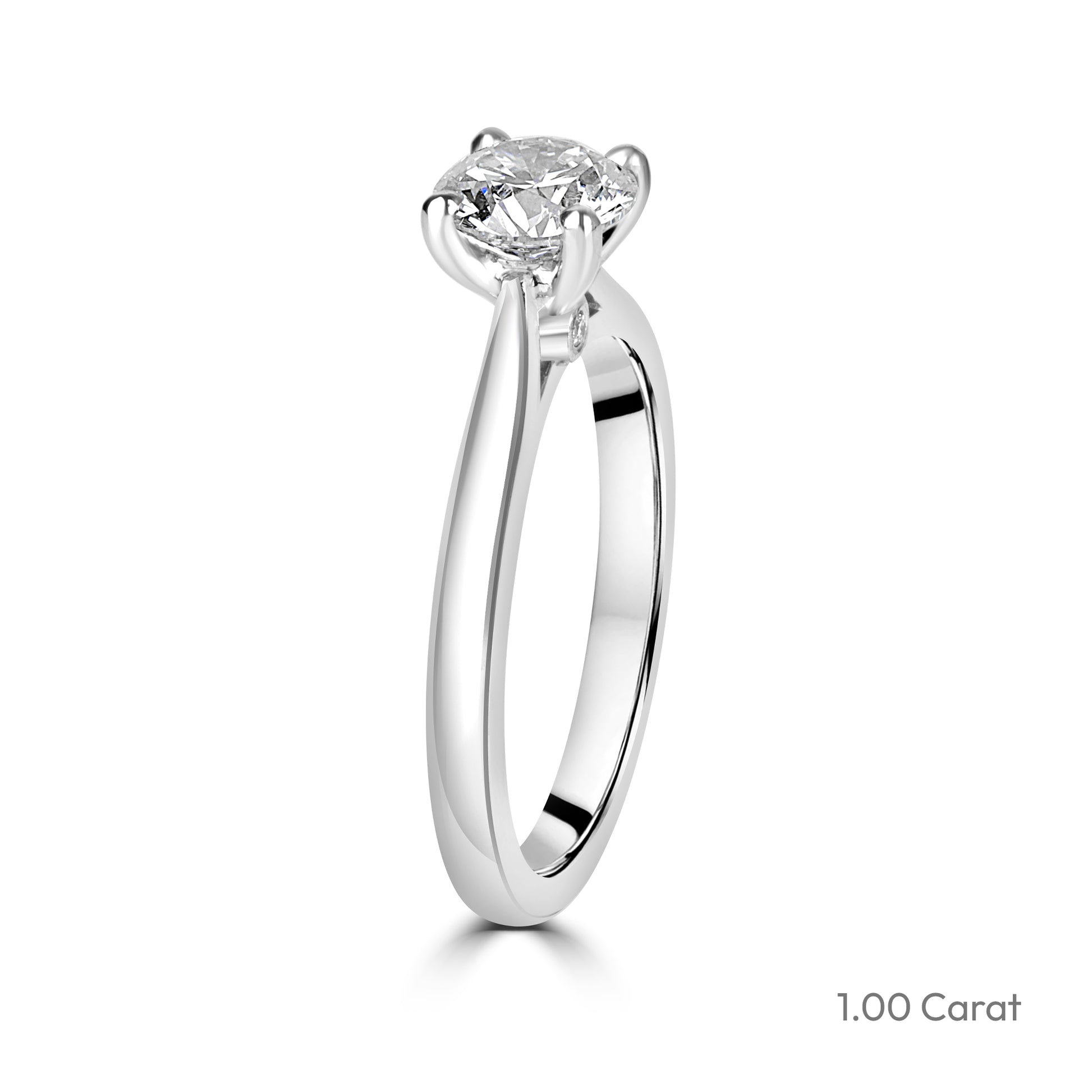 Platinum Round Brilliant Cut Lab Grown Diamond High Set Solitaire Engagement Ring