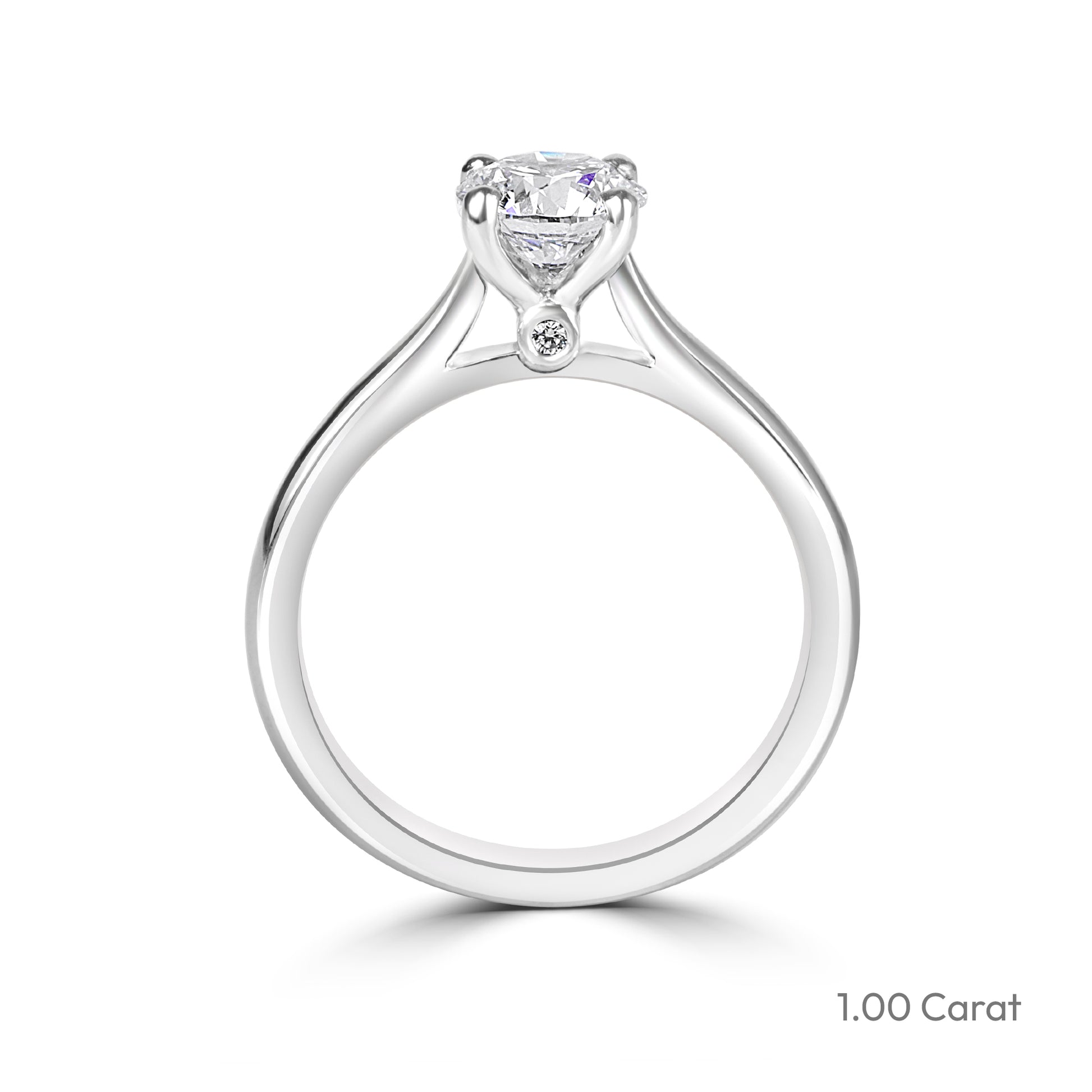 Platinum Round Brilliant Cut Lab Grown Diamond High Set Solitaire Engagement Ring