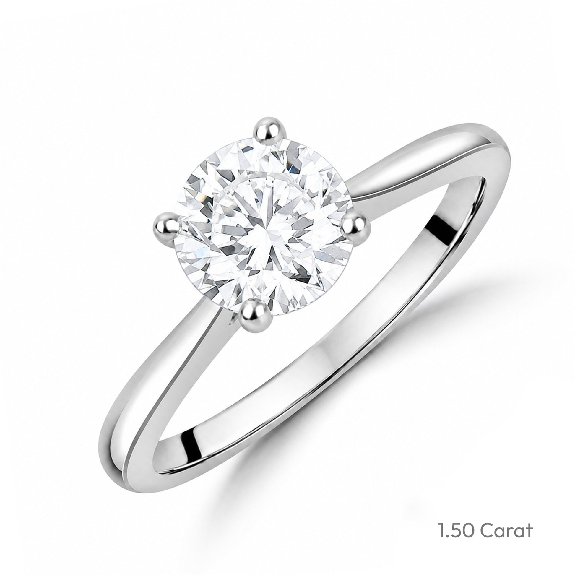 Platinum Round Brilliant Cut Lab Grown Diamond High Set Solitaire Engagement Ring