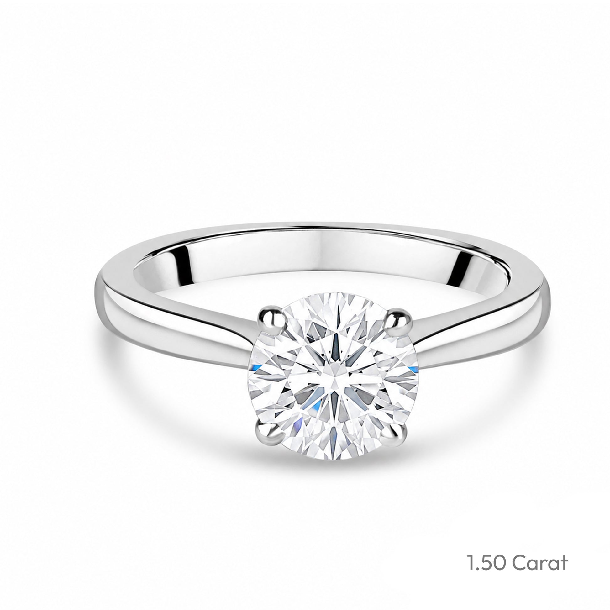 Platinum Round Brilliant Cut Lab Grown Diamond High Set Solitaire Engagement Ring