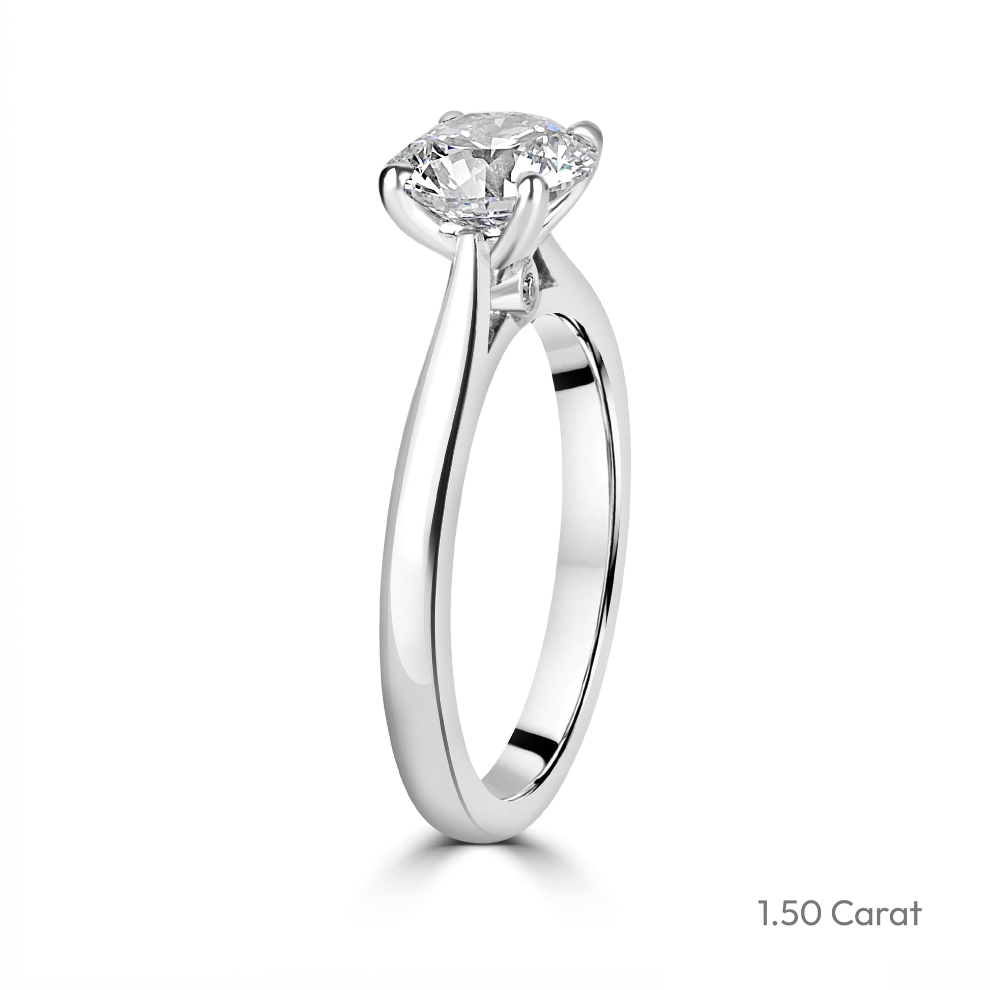 Platinum Round Brilliant Cut Lab Grown Diamond High Set Solitaire Engagement Ring
