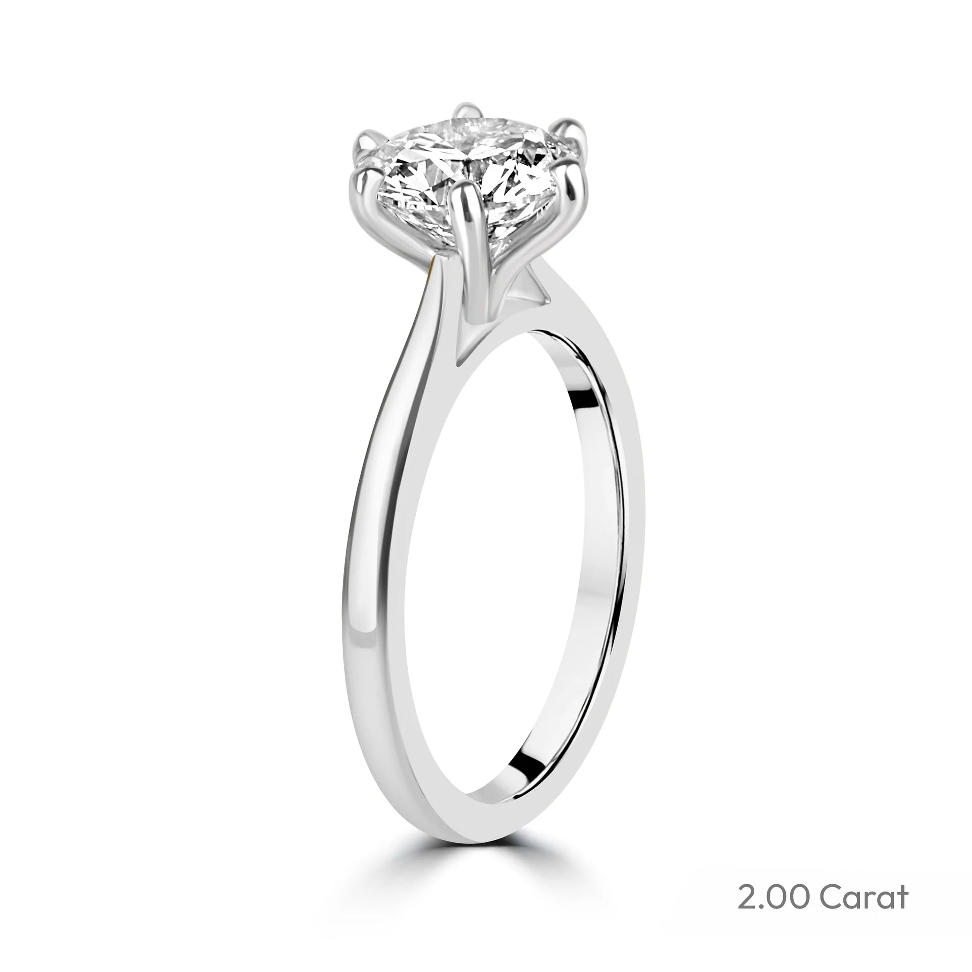 Platinum Round Brilliant Cut Natural Diamond Six Claw Solitaire Engagement Ring