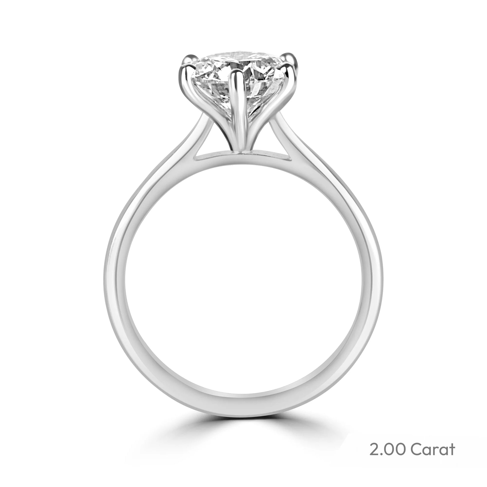 Platinum Round Brilliant Cut Natural Diamond Six Claw Solitaire Engagement Ring