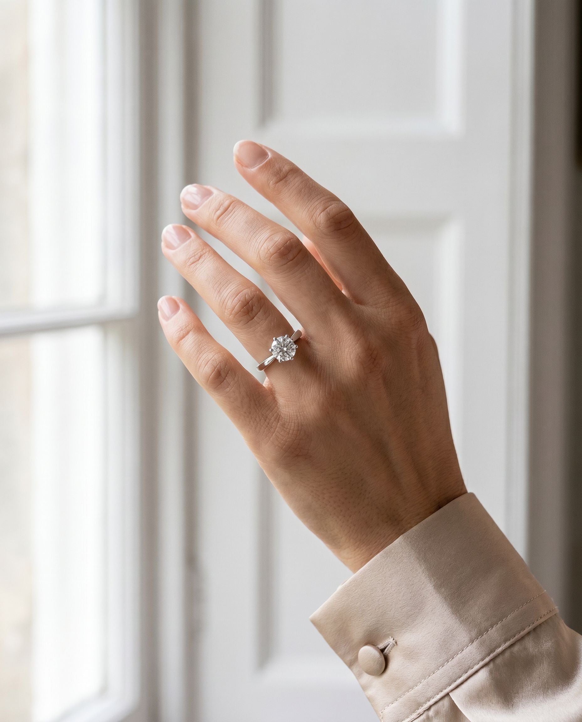Platinum Round Brilliant Cut Lab Grown Diamond Six Claw Solitaire Engagement Ring