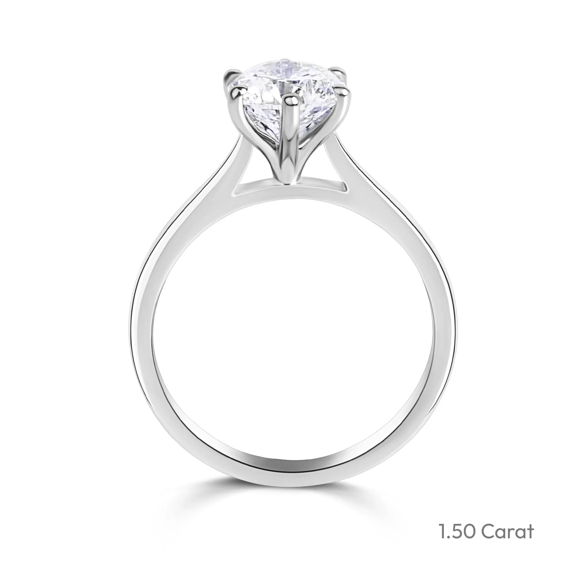Platinum Round Brilliant Cut Natural Diamond Six Claw Solitaire Engagement Ring