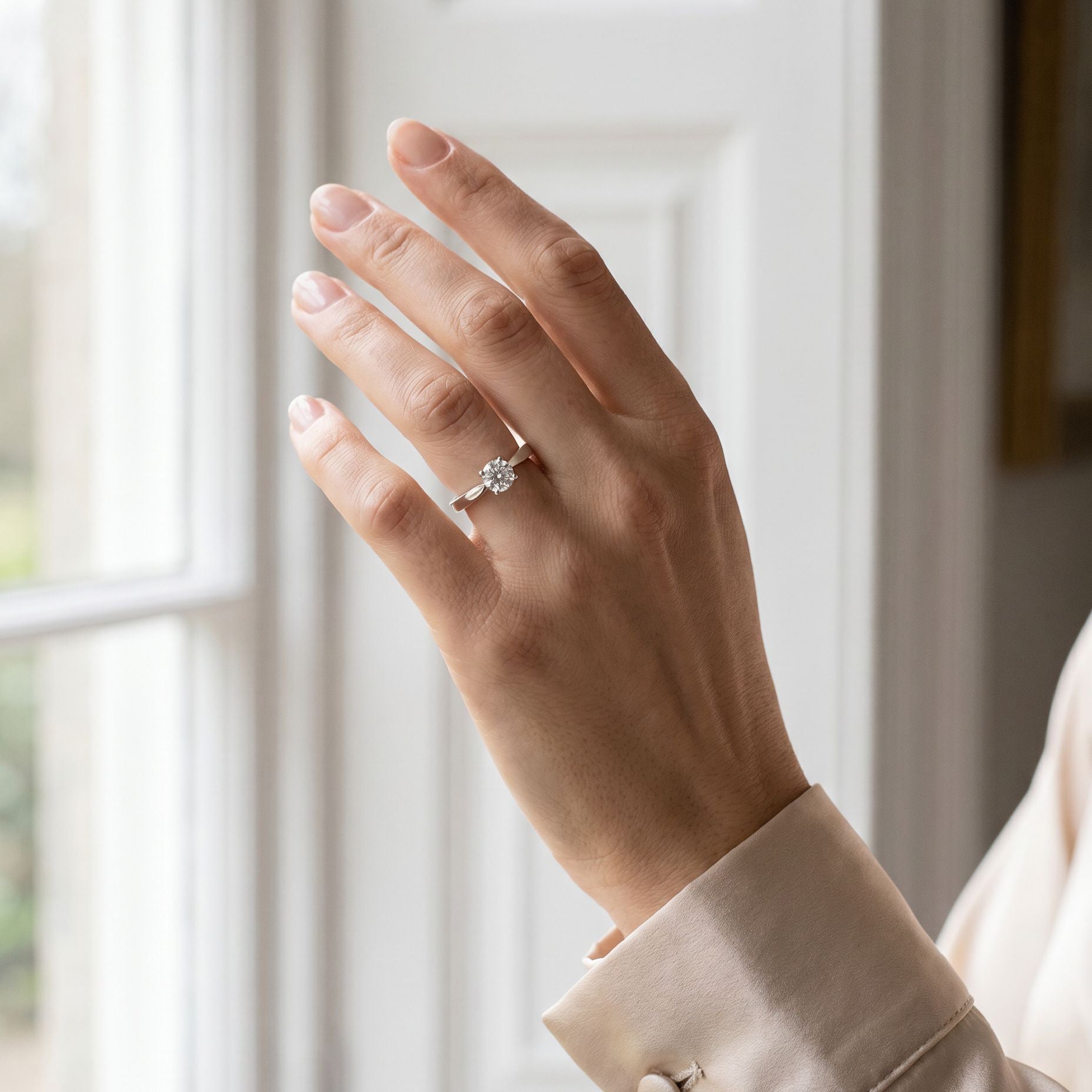 Platinum Round Brilliant Cut Natural Diamond Solitaire Engagement Ring