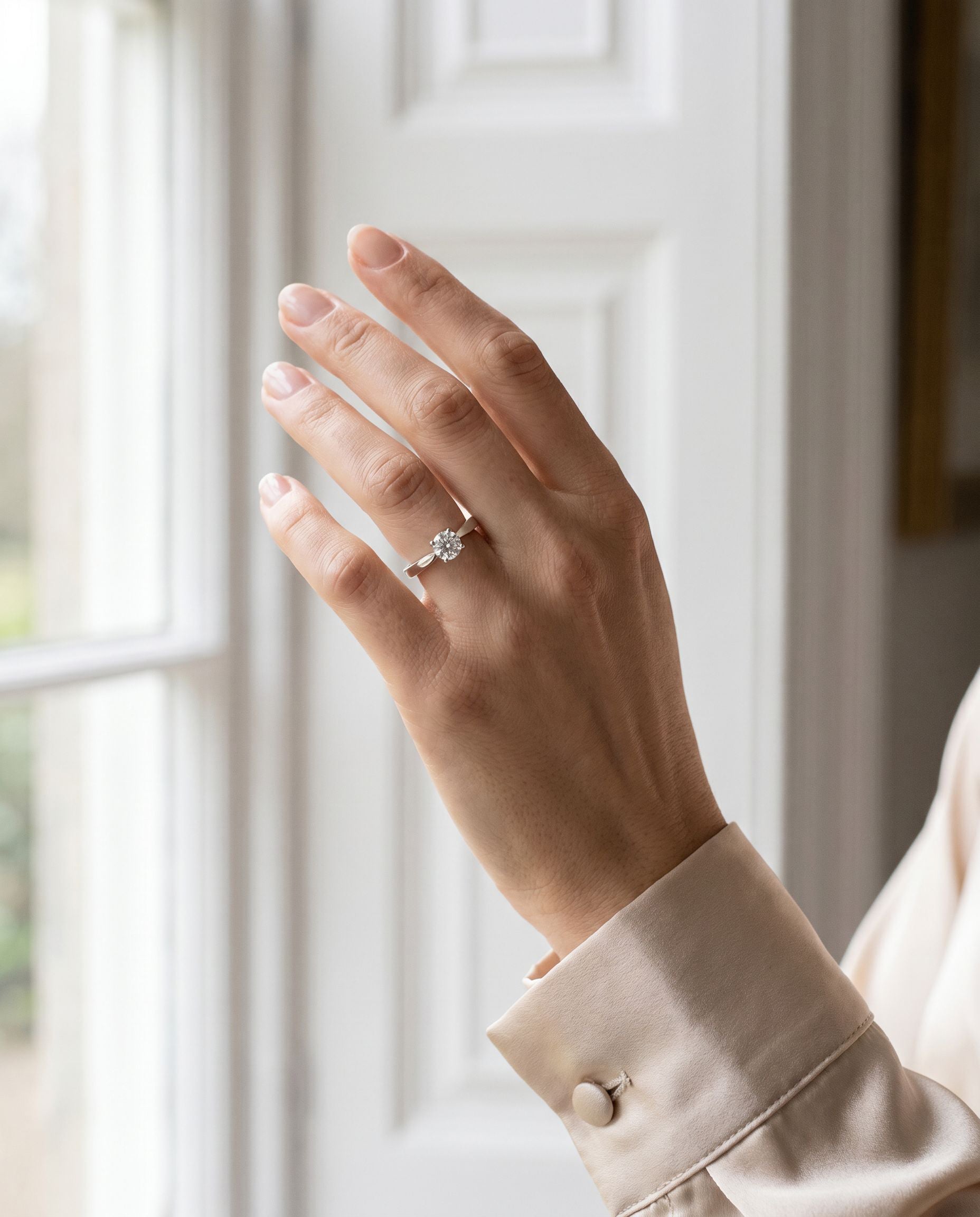 Platinum Round Brilliant Cut Natural Diamond Solitaire Engagement Ring