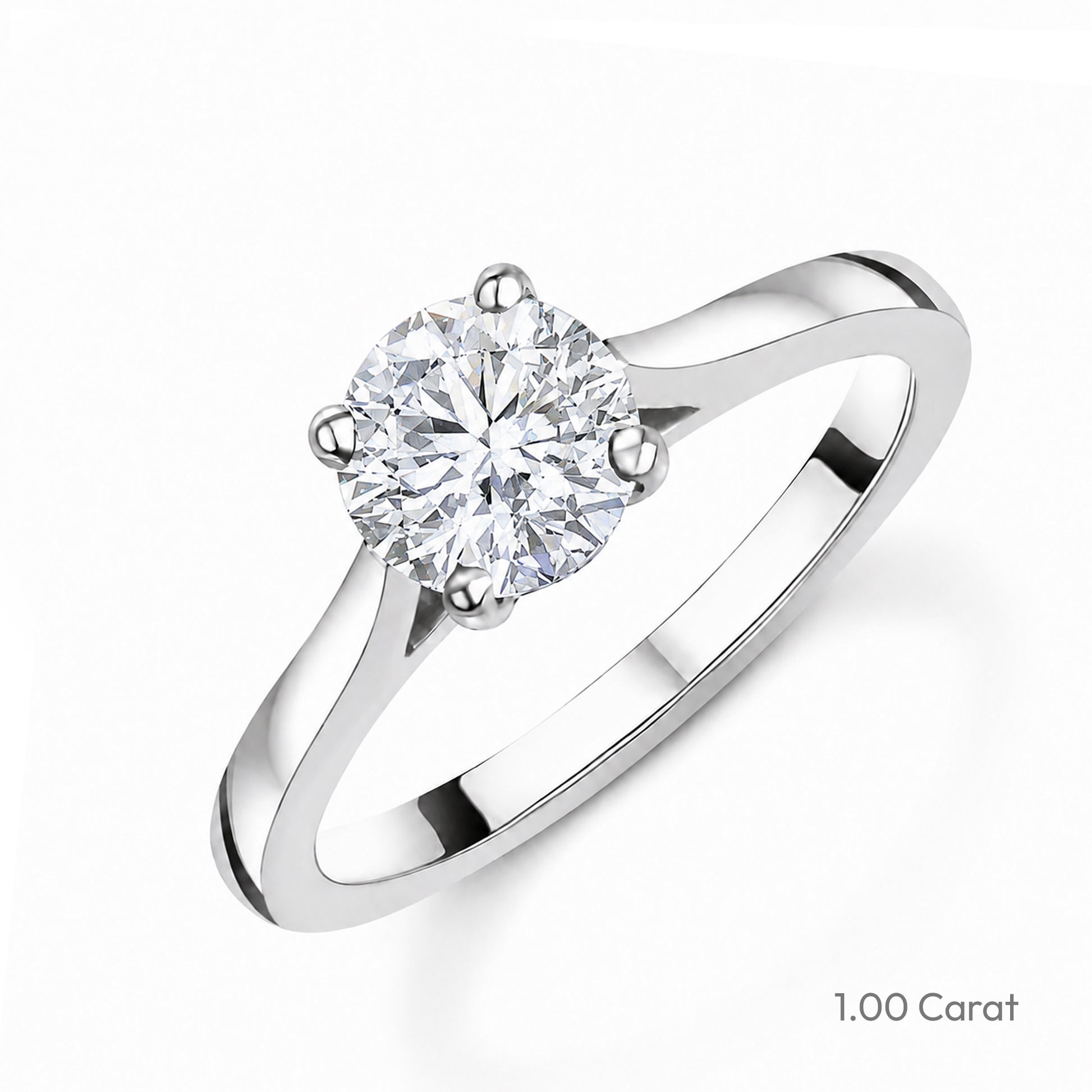 Platinum Round Brilliant Cut Natural Diamond Solitaire Engagement Ring