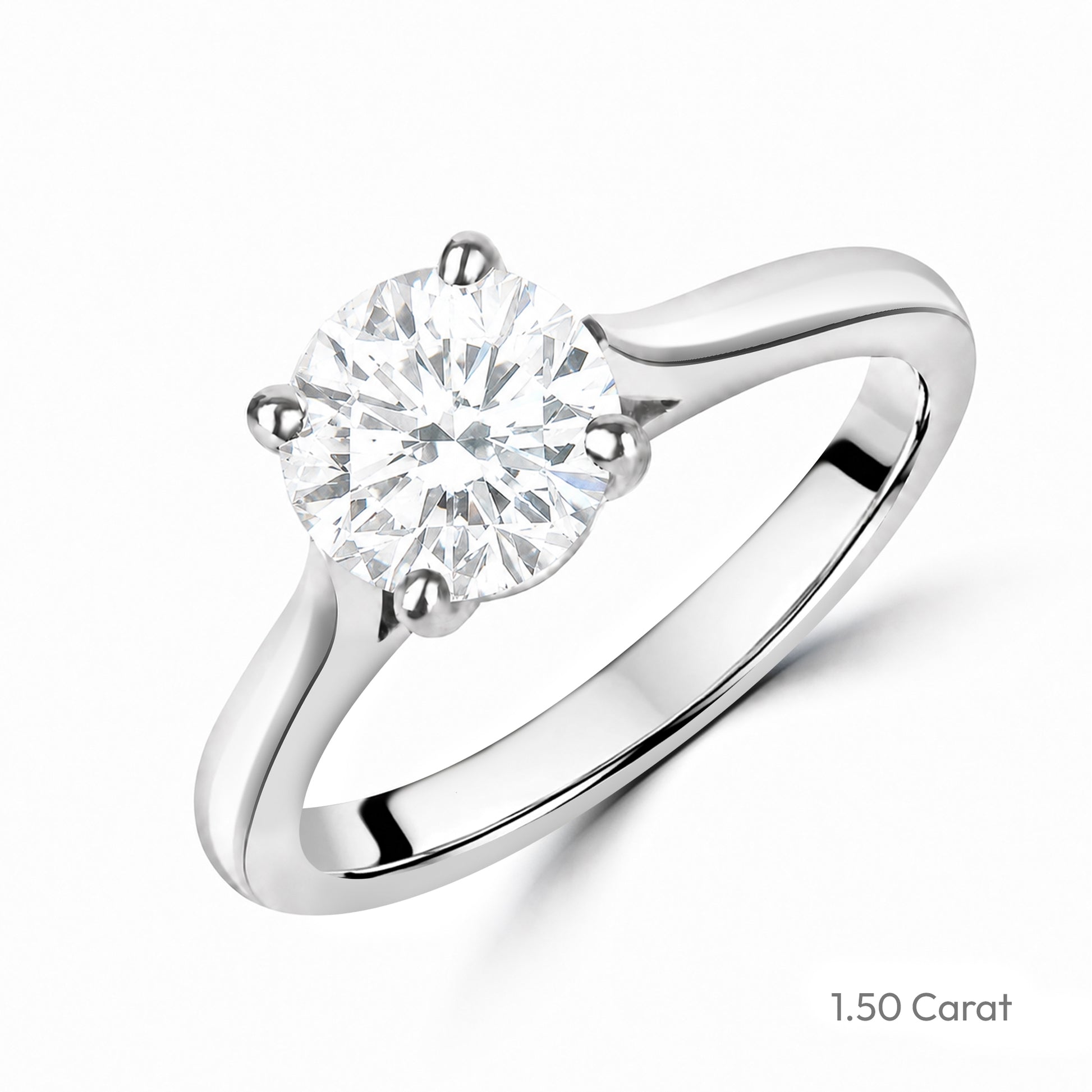 Platinum Round Brilliant Cut Natural Diamond Solitaire Engagement Ring