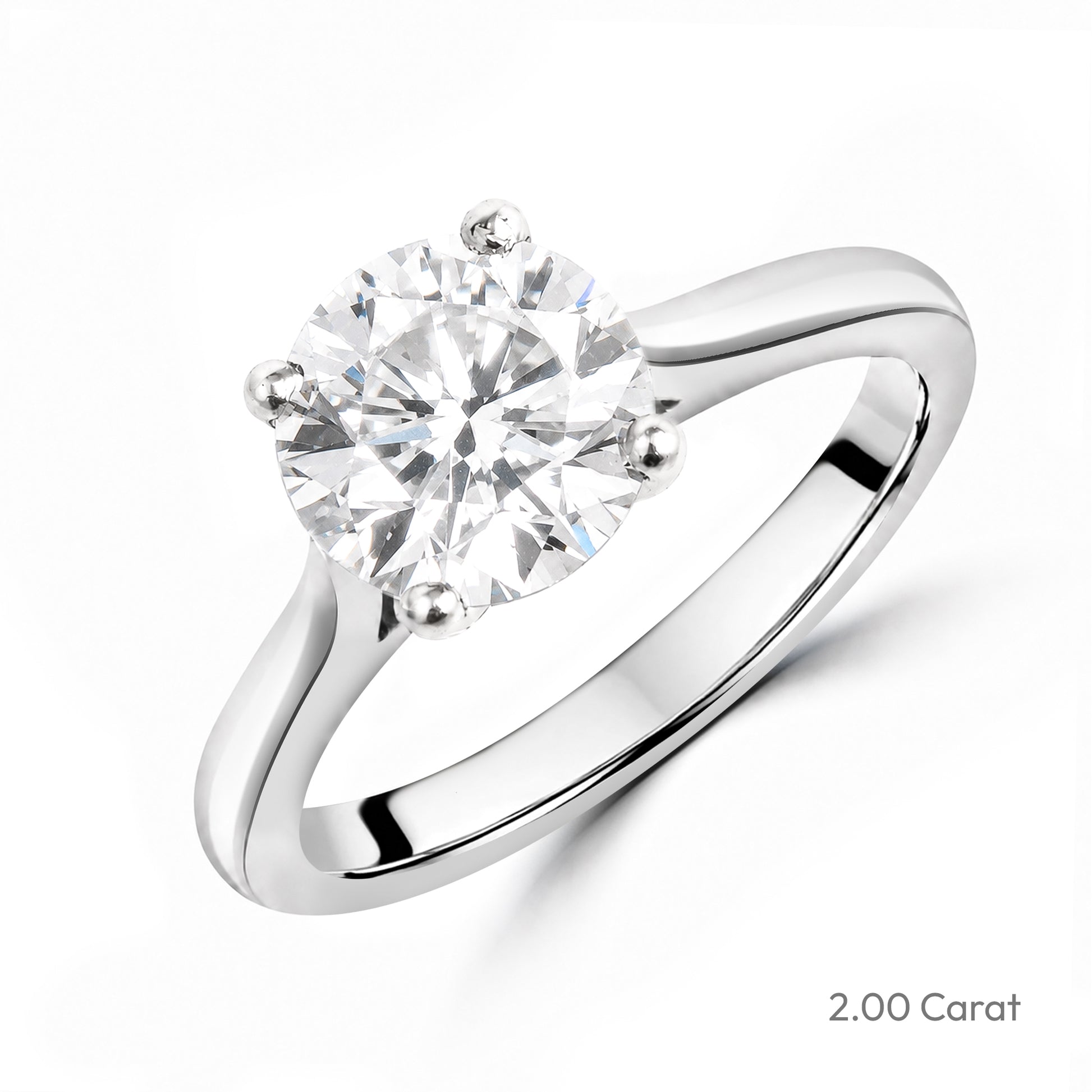Platinum Round Brilliant Cut Natural Diamond Solitaire Engagement Ring