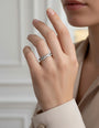 Platinum Round Diamond Crossover Band Ring
