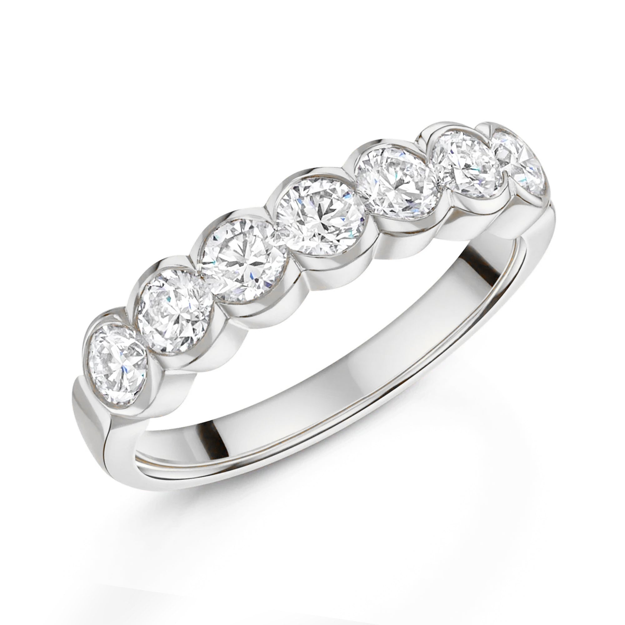 Platinum Seven Stone Rubover Diamond Set Eternity Ring 0.73ct