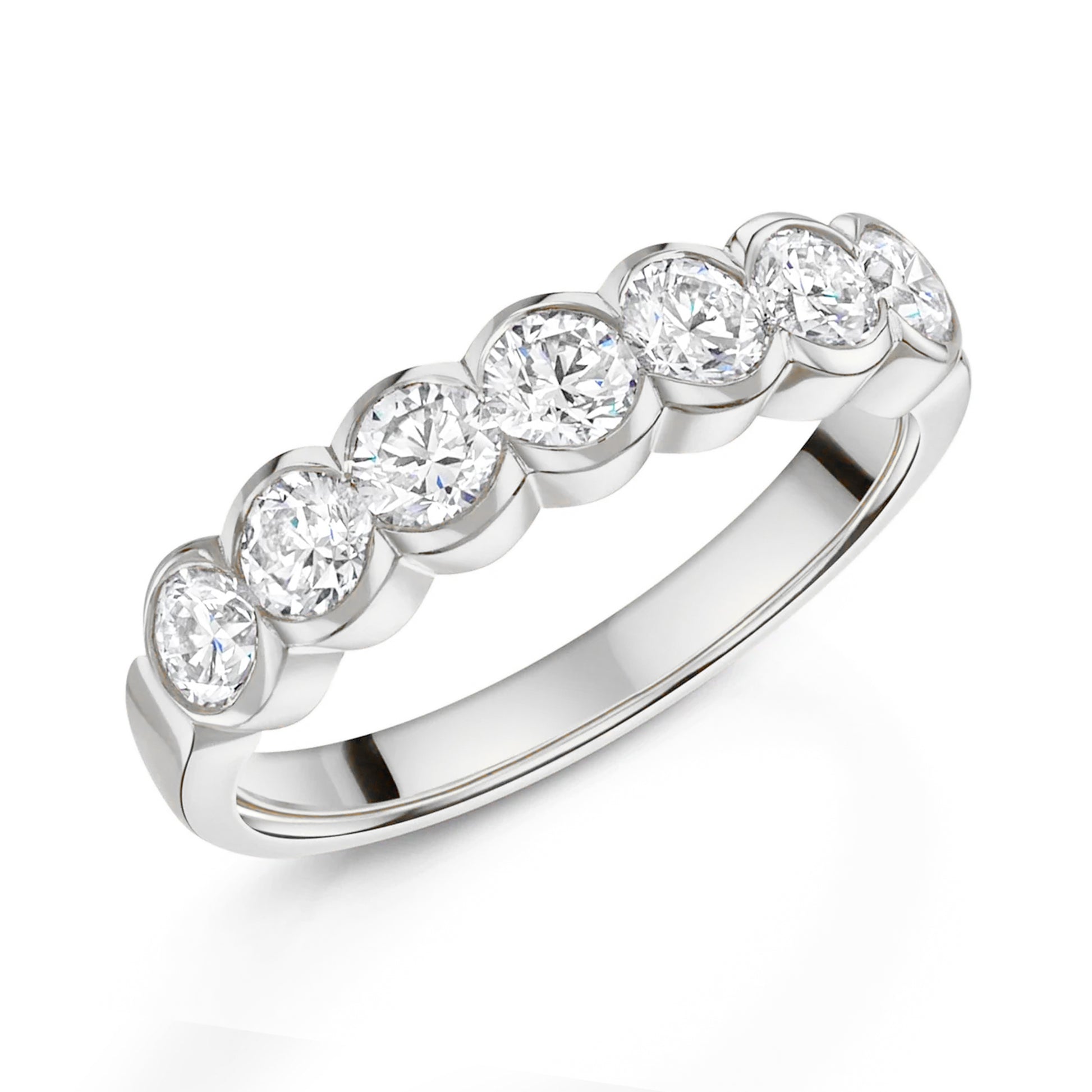 Platinum Seven Stone Rubover Diamond Set Eternity Ring 1.16ct