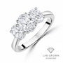 Platinum Three Stone Oval Cut Lab Grown Diamond Engagement Ring