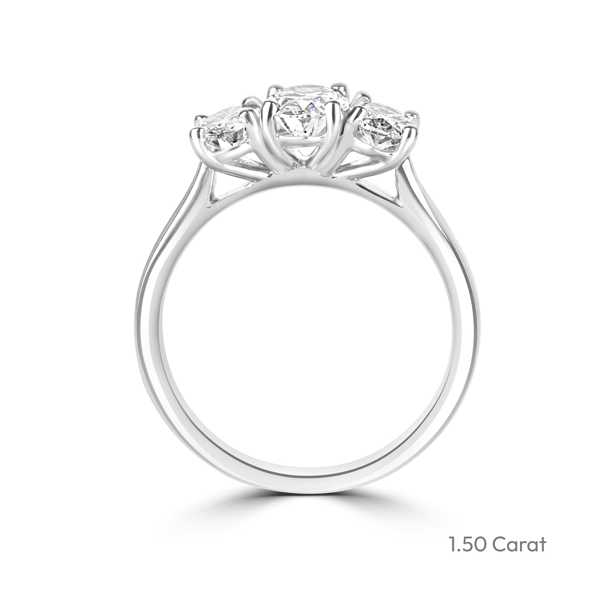 Platinum Three Stone Oval Cut Lab Grown Diamond Engagement Ring