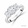 Platinum Three Stone Oval Cut Lab Grown Diamond Engagement Ring