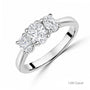 Platinum Three Stone Oval Cut Lab Grown Diamond Engagement Ring